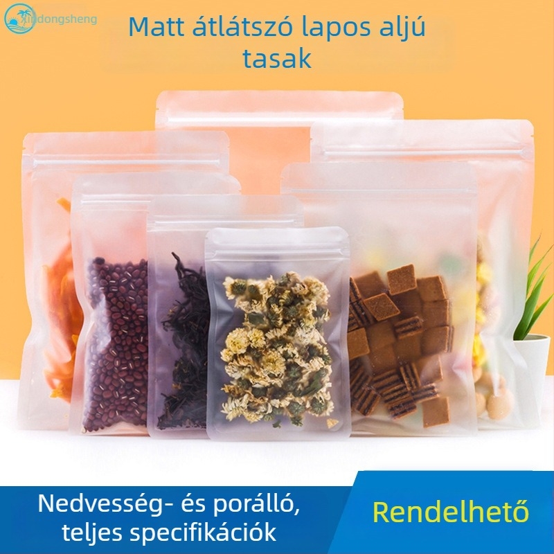 Vastagított matt zárható tasak virágteához és aszalt gyümölcsökhez, sík aljú, nedvességálló lezárt ajándékcsomagolás