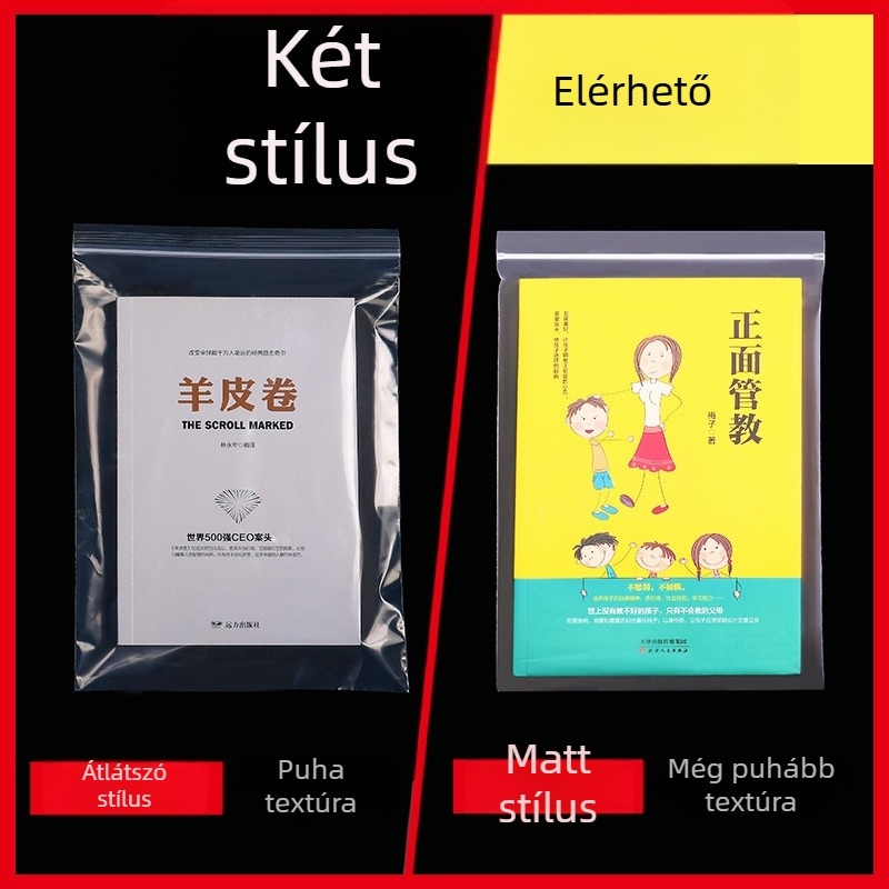 Könyvekhez való önzáró taszka, átlátszó matt felülettel, nedvesség- és porvédelem