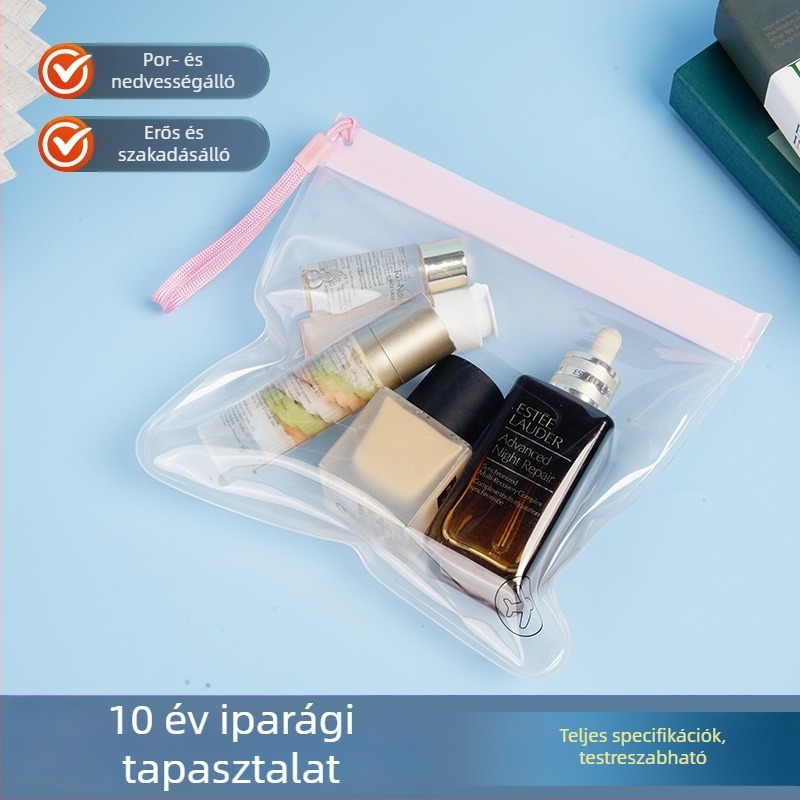 Eva cipzáras kozmetikai tasak, átlátszó matt EVA PVC