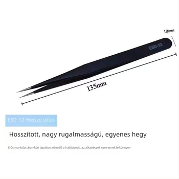 Rozsdamentes acélból készült precíz csipesz Gundam modellekhez, antistatikus, egyenes és hajlított véggel, víz decalokhoz