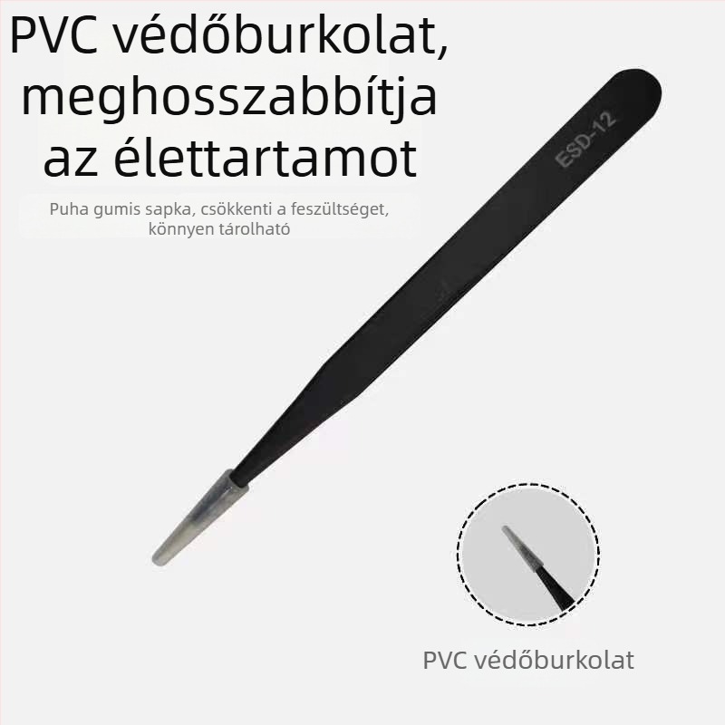 Rozsdamentes acélból készült precíz csipesz Gundam modellekhez, antistatikus, egyenes és hajlított véggel, víz decalokhoz