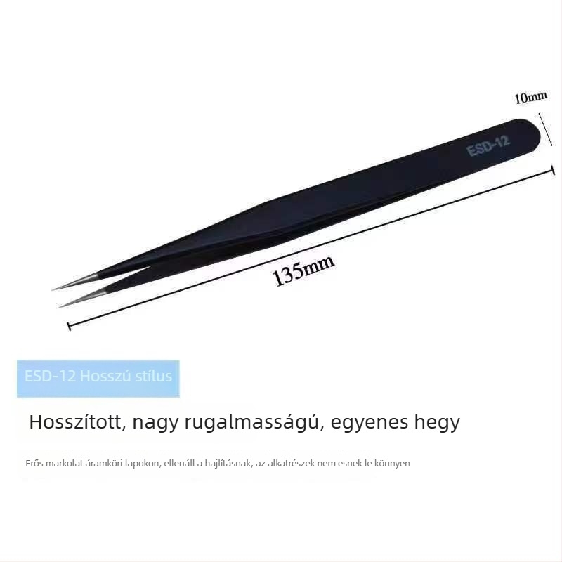 Rozsdamentes acélból készült precíz csipesz Gundam modellekhez, antistatikus, egyenes és hajlított véggel, víz decalokhoz