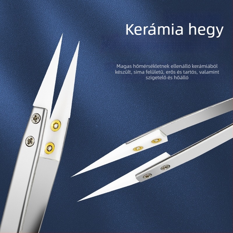 Magas hőmérsékleten is használható kerámia csipesz, antistatikus, cserélhető végű, korrózióálló, rendkívül éles végű, kozmetikai DIY precíziós eszköz