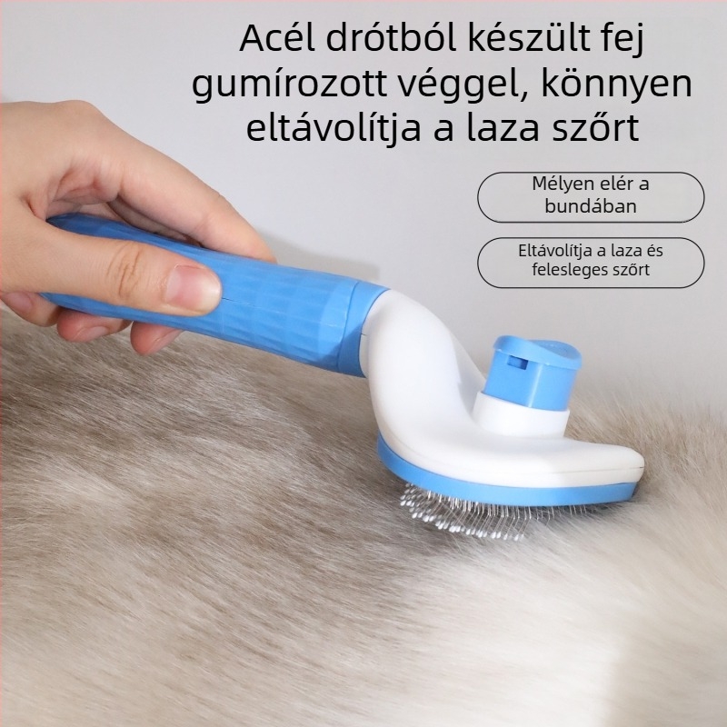 Körkörös, puha fogantyúval, öntisztító fésű macskáknak és kutyáknak – szőr eltávolítása és kifésülése, tűs fésű