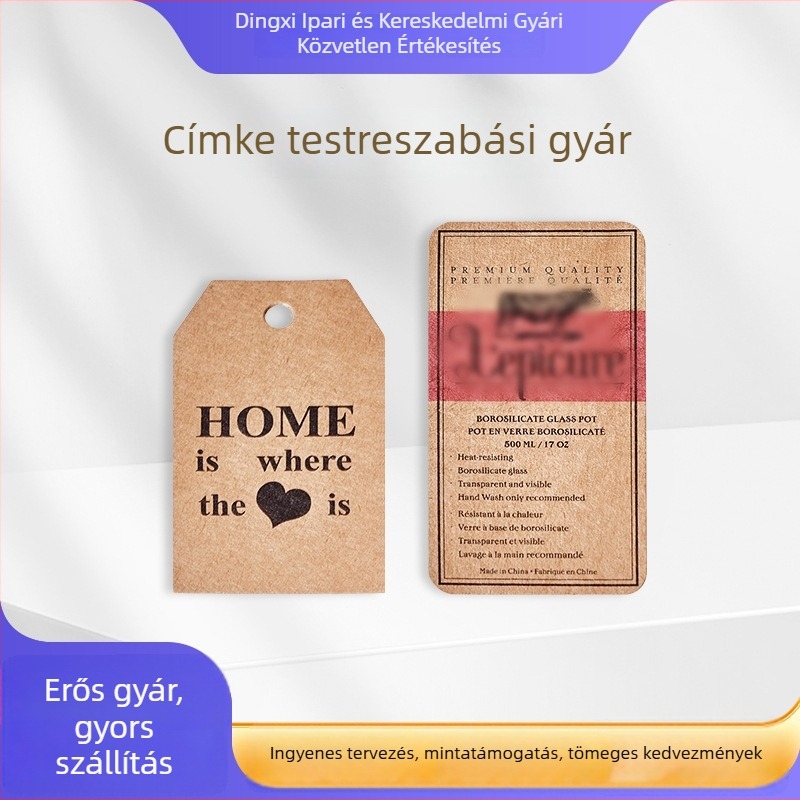 Kraft papír ruházati akasztó címkék, ruházati címkék, ár címkék, testreszabható üres karták logónyomtatáshoz, női ruházati címkék