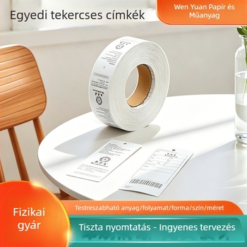 Személyre szabott tekercses akasztó címkék férfi és női ruházathoz és otthoni textíliákhoz, logóval és védjegy tanúsítvánnyal