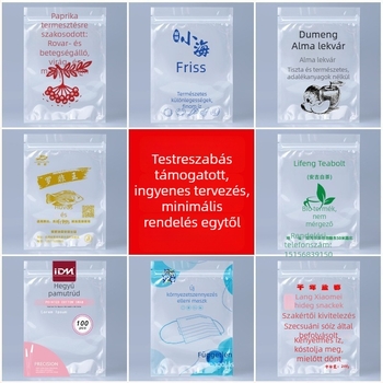 Megvastagított, matt átlátszó zárható tasak sík alappal, teakeverékek, szárított gyümölcsök és diófélék csomagolásához