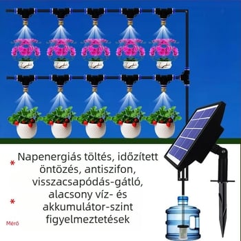 Napelemes automata öntözőrendszer időzítővel, permetezőfej és intelligens vezérléssel