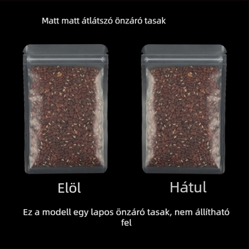Matt, átlátszó önzáró tasak tealevelekhez és teakeverékekhez, porciózásra és ékszerek tárolására; átlátszó műanyag tasak, nagy átláthatósággal.