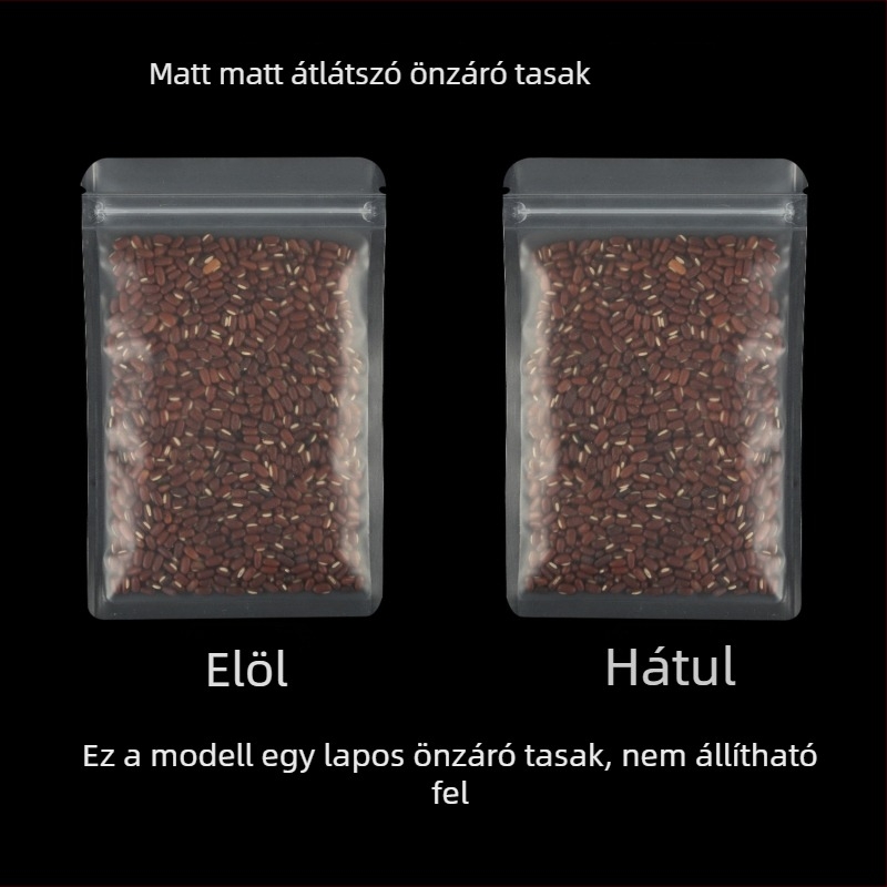 Matt, átlátszó önzáró tasak tealevelekhez és teakeverékekhez, porciózásra és ékszerek tárolására; átlátszó műanyag tasak, nagy átláthatósággal.