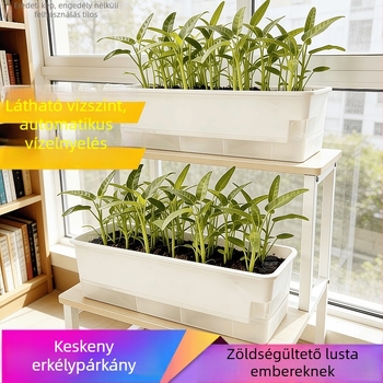 Erkély zöldségtermesztő edény, téglalap alakú műanyag tartály, beltéri függőedény
