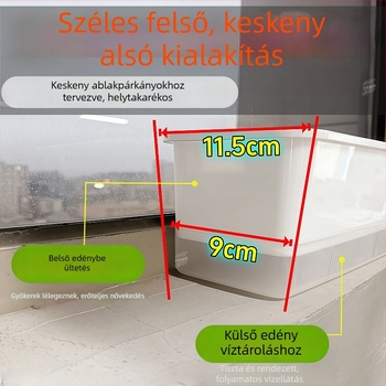 Erkély zöldségtermesztő edény, téglalap alakú műanyag tartály, beltéri függőedény