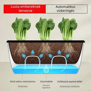 Erkély zöldségtermesztő edény, téglalap alakú műanyag tartály, beltéri függőedény