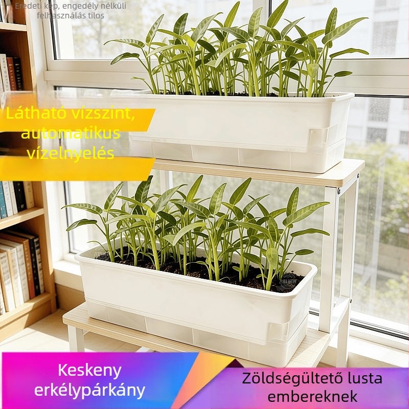 Erkély zöldségtermesztő edény, téglalap alakú műanyag tartály, beltéri függőedény
