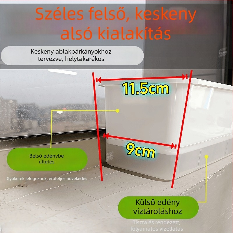 Erkély zöldségtermesztő edény, téglalap alakú műanyag tartály, beltéri függőedény