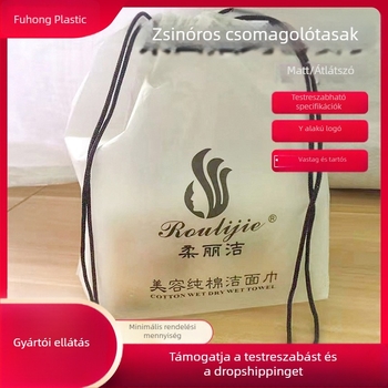 Egyedi matt húzószsinóros tasak kozmetikumokhoz és vattakorongokhoz