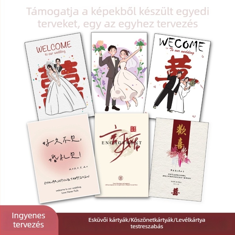 Esküvői fogadalom kártya, egyedi nyomtatott kártya, köszönőkártya, kis esküvői címke, asztalnév-kártya