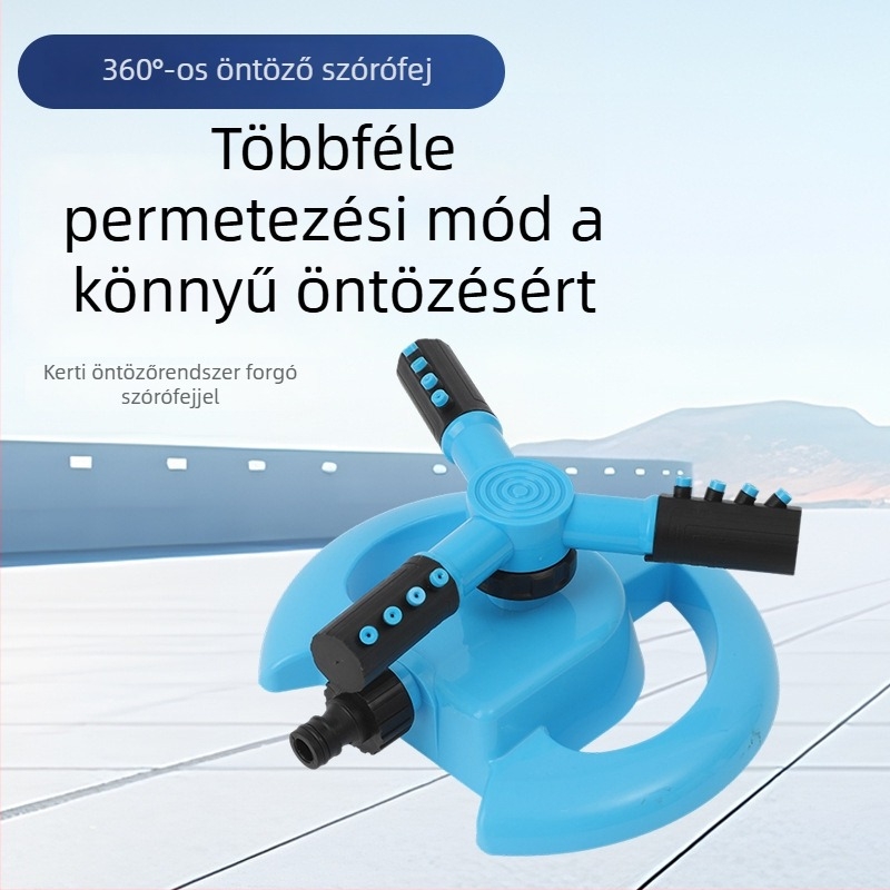 360°-os forgó öntözőfej, félhold alakú fúvóka, automata kerti öntözés, háromágú öntöző a gyephez