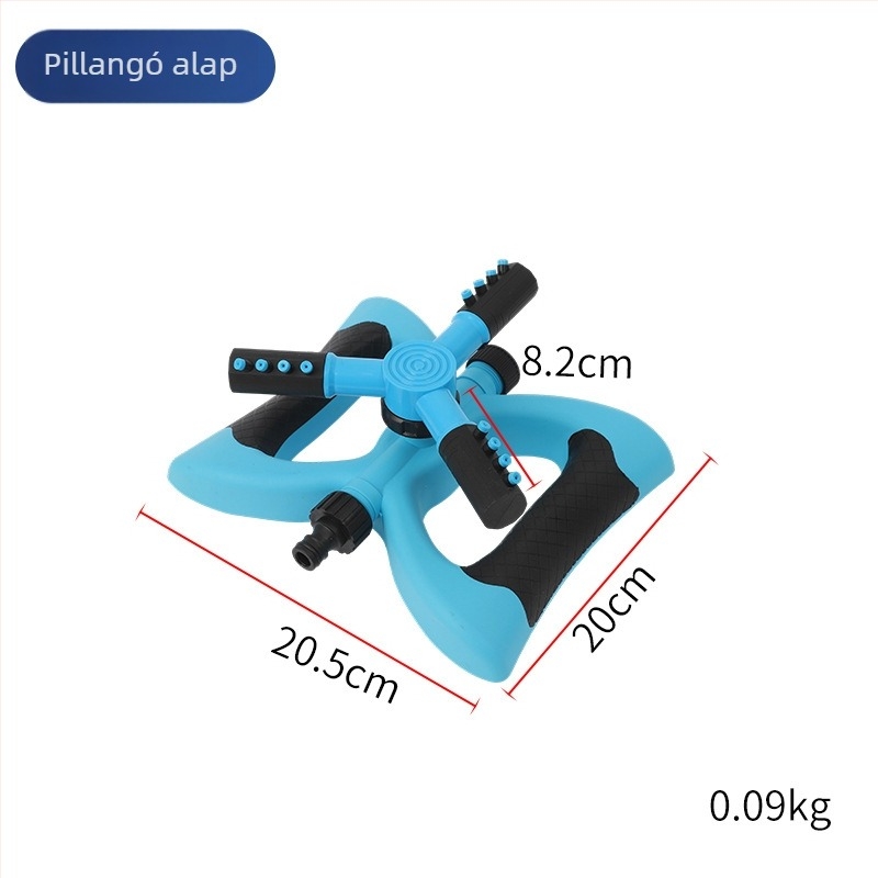 360°-os forgó öntözőfej, félhold alakú fúvóka, automata kerti öntözés, háromágú öntöző a gyephez