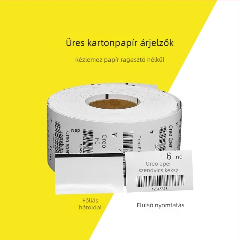 Árjegyek ruházathoz és kiegészítőkhöz, ragasztó címkék, univerzális címkék, karton címkék