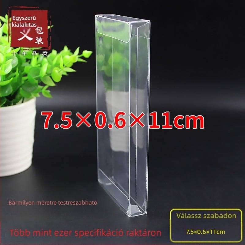 PVC átlátszó display doboz ruhák és fehérneműk számára, porvédett csomagolás, testreszabható, méretek 7,5 × 0,5 × 11 cm