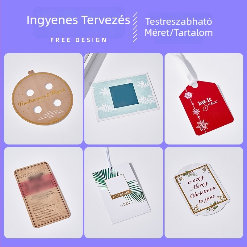 Egyedi akasztós címkék ruházathoz, logónyomtatás gyermek- és férfiruházathoz, gallér címke tervezése, Kraft papír