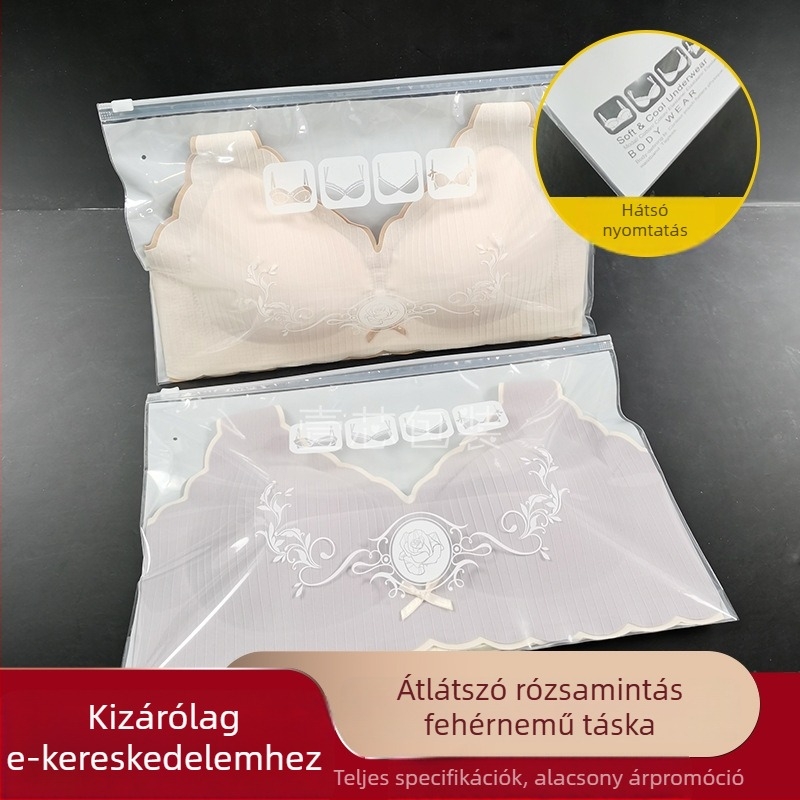 Vastagított PE önzáró táska fehérneműk tárolására, cipzáras, melltartó csomagolás logóval