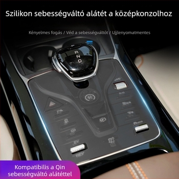 BYD Qin Plus középkonzol és váltókar érintkező szilikon párnája; por- és csúszásmentes védelem.