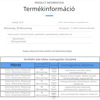 Divatos műanyag tote táska ruházathoz és ajándékcsomagoláshoz