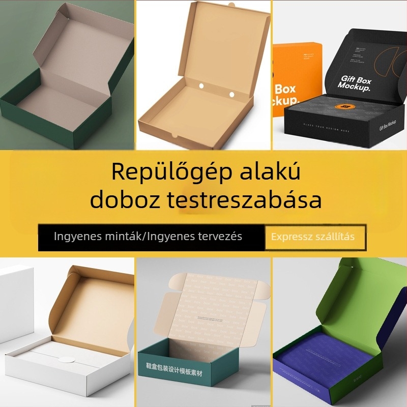 Személyre szabott egyedi hullámkarton csomagoló doboz ruházathoz és fehérneműhöz, ütés- és nyomásálló, repülőgép-stílusú, kis mennyiség