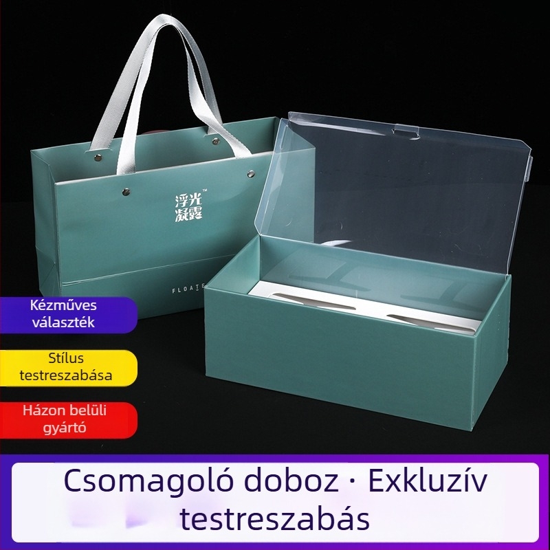 Fehér kartondoboz ablakkal és dupla fedéllel, testreszabható csomagolás kozmetikumokhoz és fehérneműkhöz