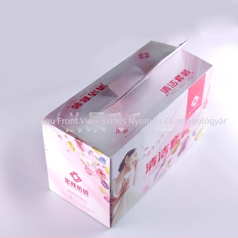 Nagykereskedelmi papírdoboz csomagoláshoz, offset nyomtatás, fehér karton 250 g/m², fix doboz, fehérnemű doboz, méretek 20x20x2 mm