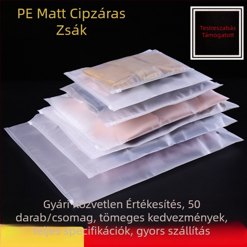 CPE matt ruházati csomagoló zacskók, műanyag zárható zacskók fehérneműhöz, nadrágokhoz és ingekhez
