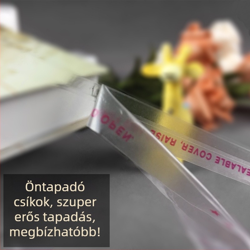 OPP átlátszó önzáró ruhazacskó, csomagoló tasak, 20x47 cm, 100 db, 50 mm