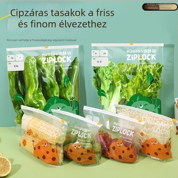 Zipzáras élelmiszer-tároló tasak, vastag, konyhának és hűtőnek, önzáró