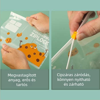 Zipzáras élelmiszer-tároló tasak, vastag, konyhának és hűtőnek, önzáró