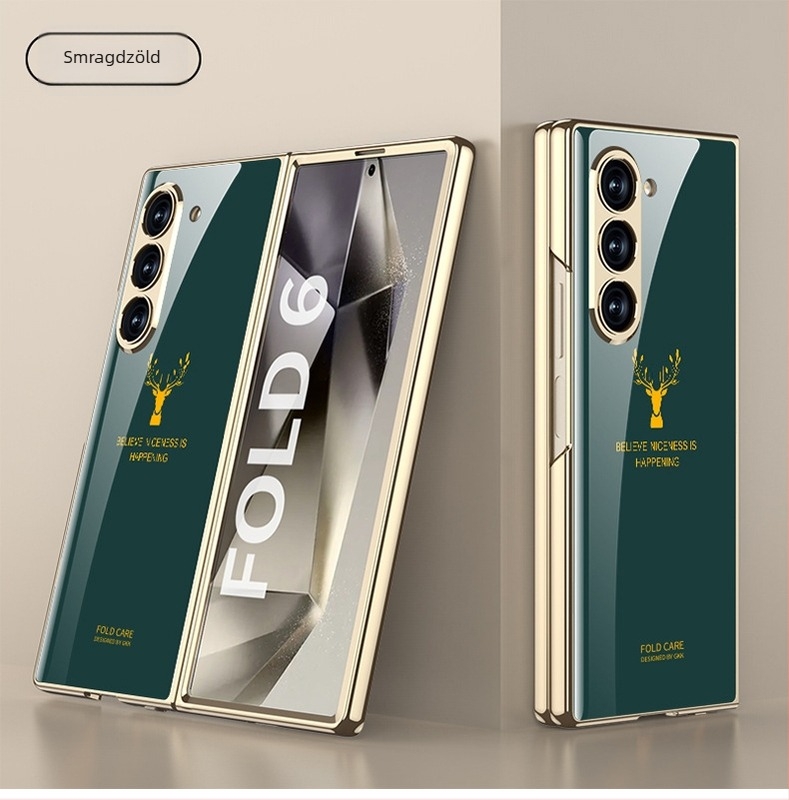 Samsung Z Fold kemény tok szarvas mintával, elektroplakált felülettel