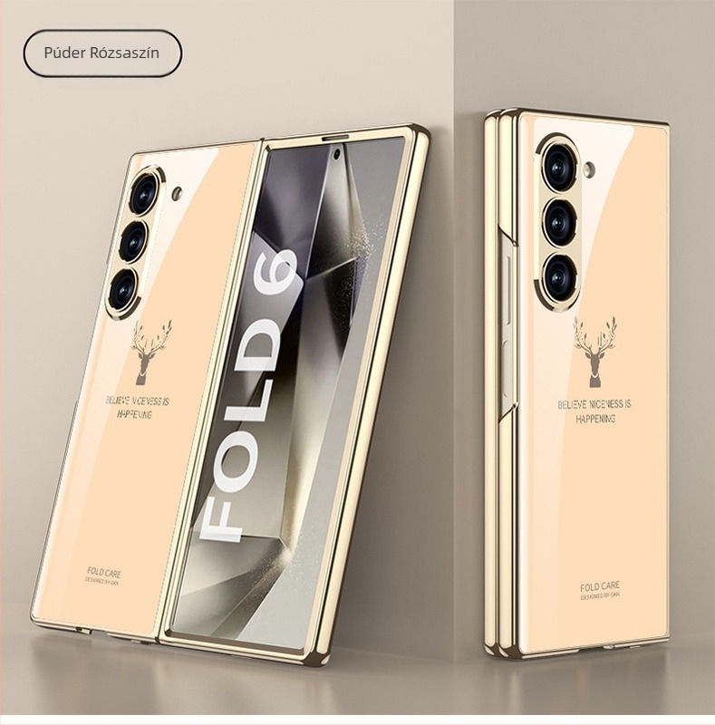 Samsung Z Fold kemény tok szarvas mintával, elektroplakált felülettel