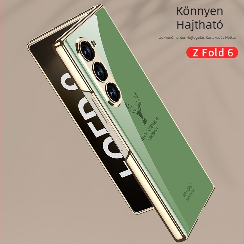 Samsung Z Fold kemény tok szarvas mintával, elektroplakált felülettel