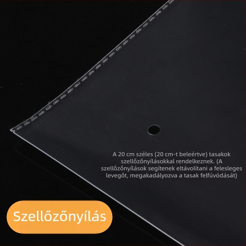 OPP öntapadós tasak, magas átlátszatosság, 29 cm szélesség, zárható, logó nyomtatás nélkül