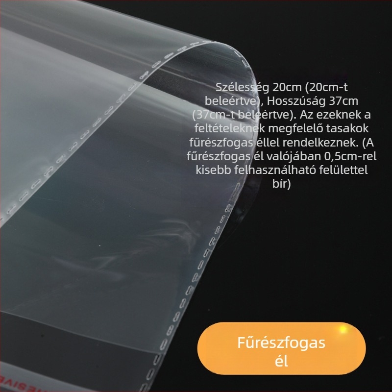 OPP öntapadós tasak, magas átlátszatosság, 29 cm szélesség, zárható, logó nyomtatás nélkül