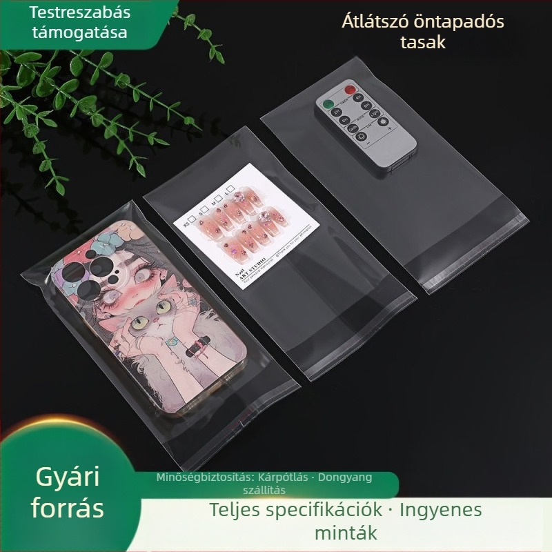 Személyre szabott OPP síknyílású, önzáró átlátszó tasakok, porvédettek, 8 mil, öntapadós