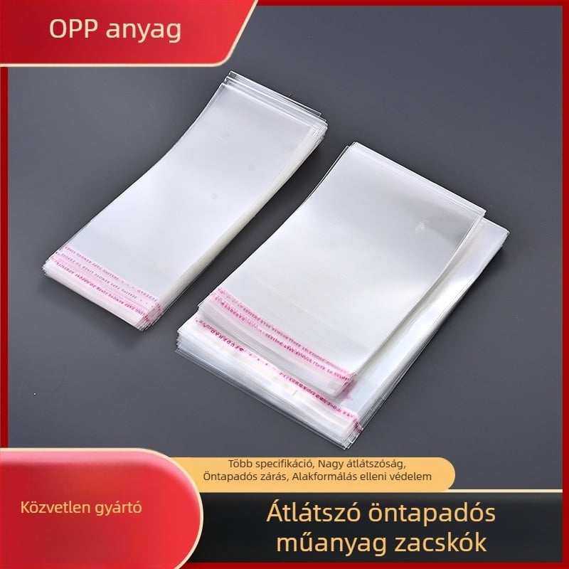 OPP átlátszó öntapadós ruhacsomagoló tasak, ingekhez, ékszerekhez és ajándékokhoz, porvédő