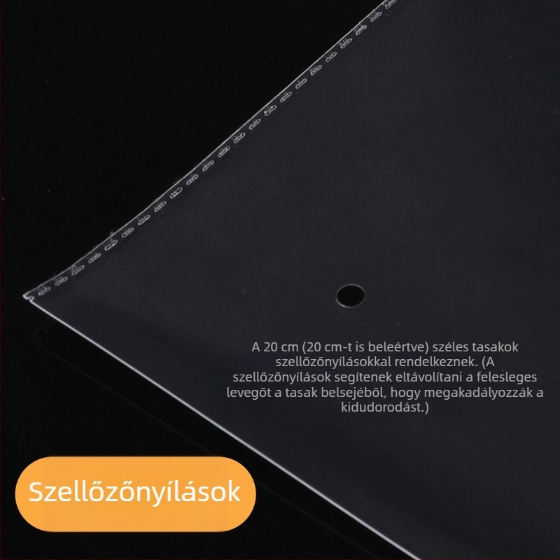 Személyre szabható átlátszó OPP taska ékszerekhez, ruházathoz és csomagoláshoz, öntapadós, logó nyomtatással