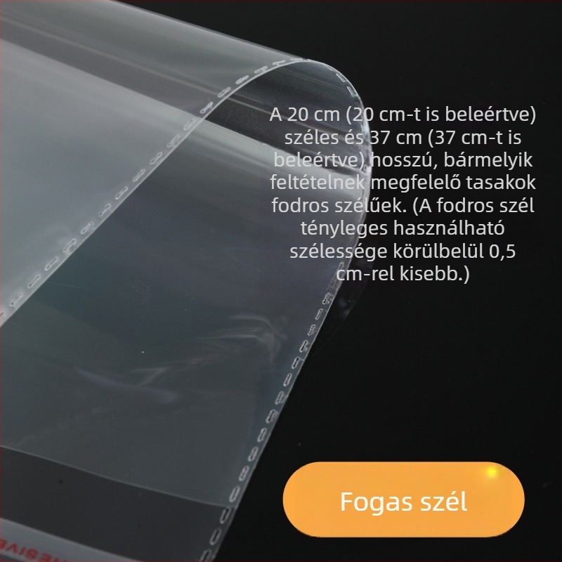 Személyre szabható átlátszó OPP taska ékszerekhez, ruházathoz és csomagoláshoz, öntapadós, logó nyomtatással