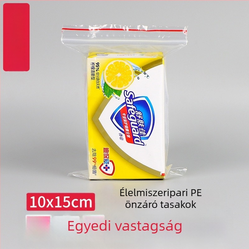 PE önzáró zacskók, 10×15 cm, átlátszó, műanyag csomagoláshoz