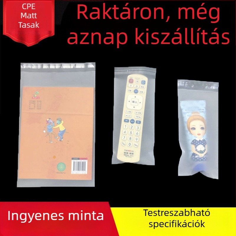 CPE matt lapos zseb auto-adhesív zacskó, átlátszó, csomagoláshoz, 0,16 mm vastag
