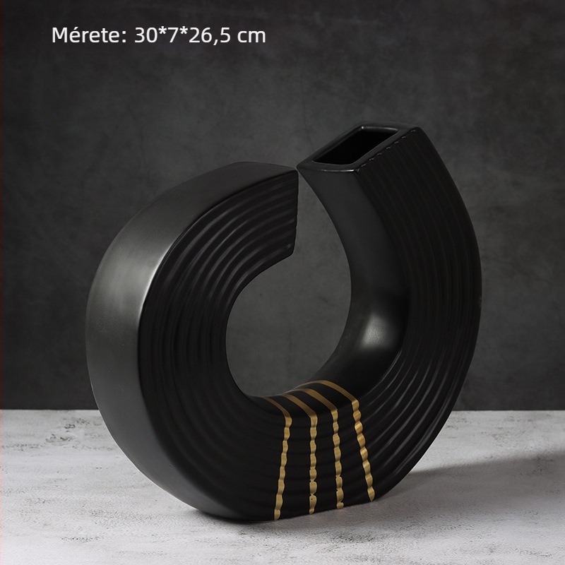Modern és minimalist kerámiavirág-dísz skandináv stílusban, horog alakú hangjegy formájú, aranyszállal