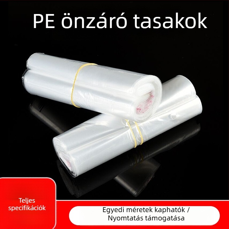 Személyre szabott nyomtatott PE öntapadós tasak átlátszó ruházati csomagoláshoz