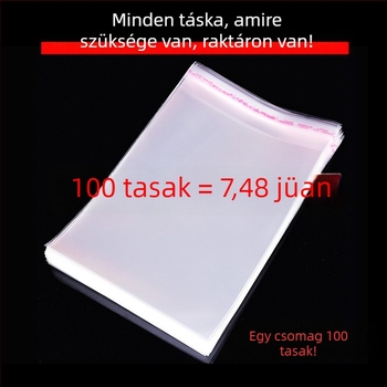Átlátszó OPP csomagoló tasakok, vastagított, öntapadós zárású, műanyag, nagy méret, lapos szájú